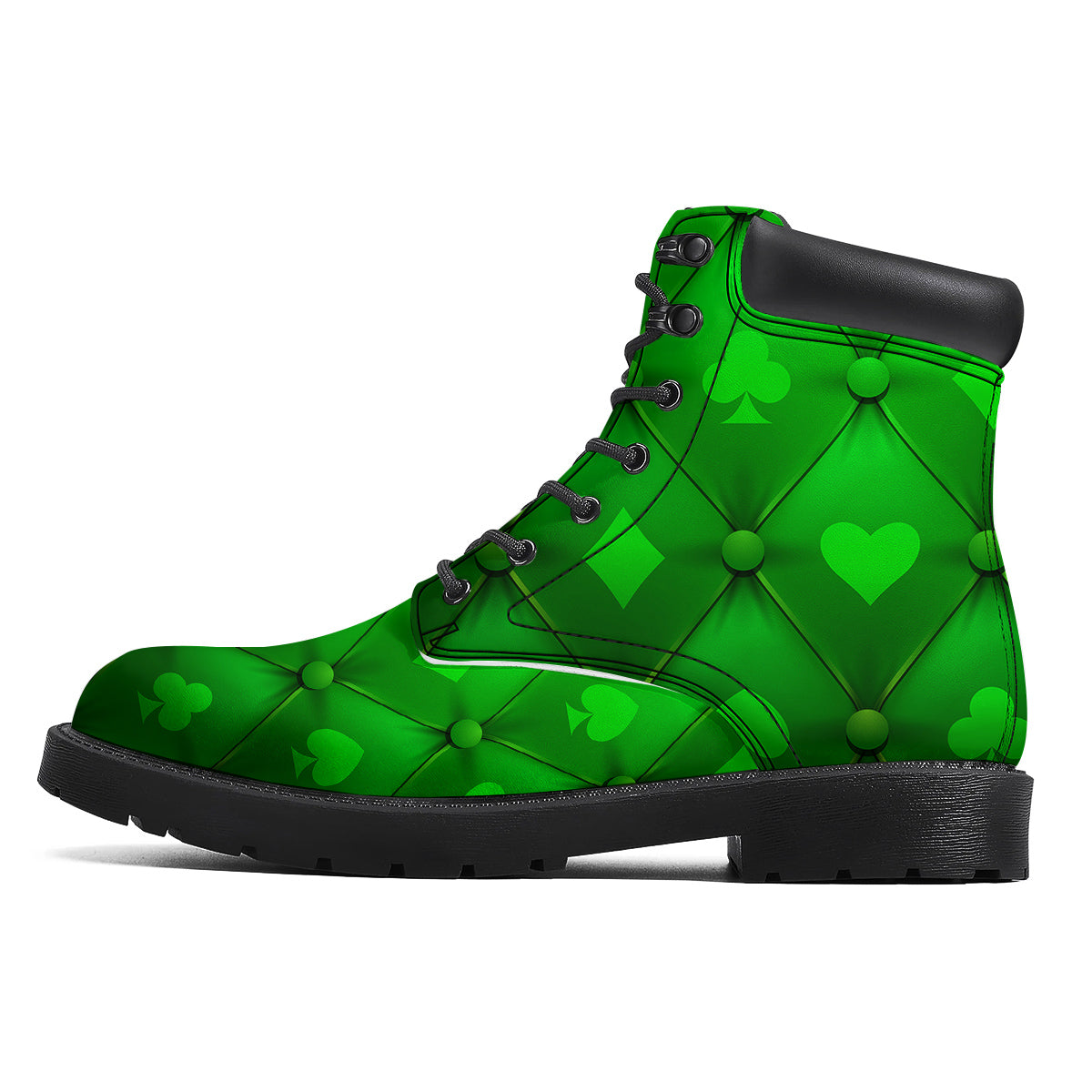 Green Casino Print Pattern Boots-grizzshop