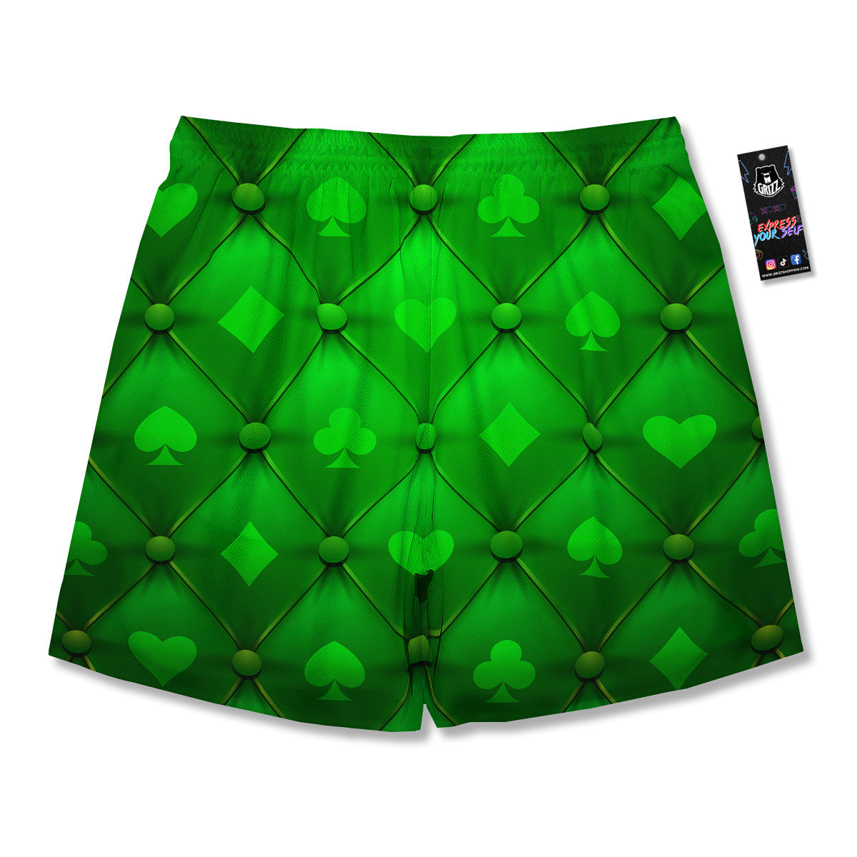 Green Casino Print Pattern Men's Running Shorts-grizzshop