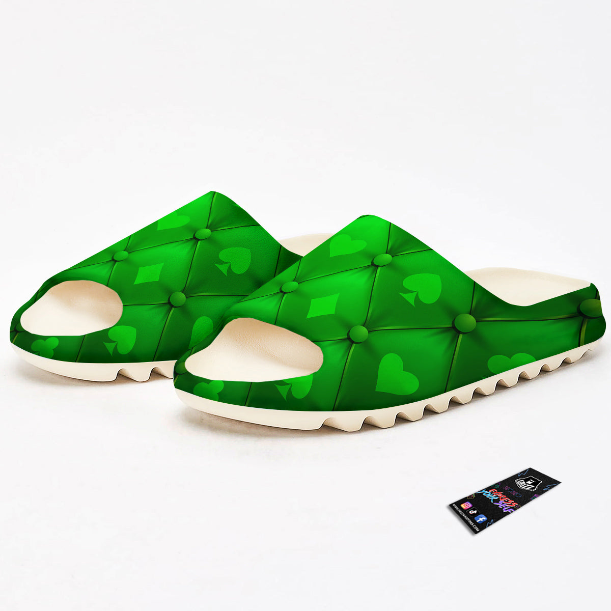 Green Casino Print Pattern Sandals-grizzshop