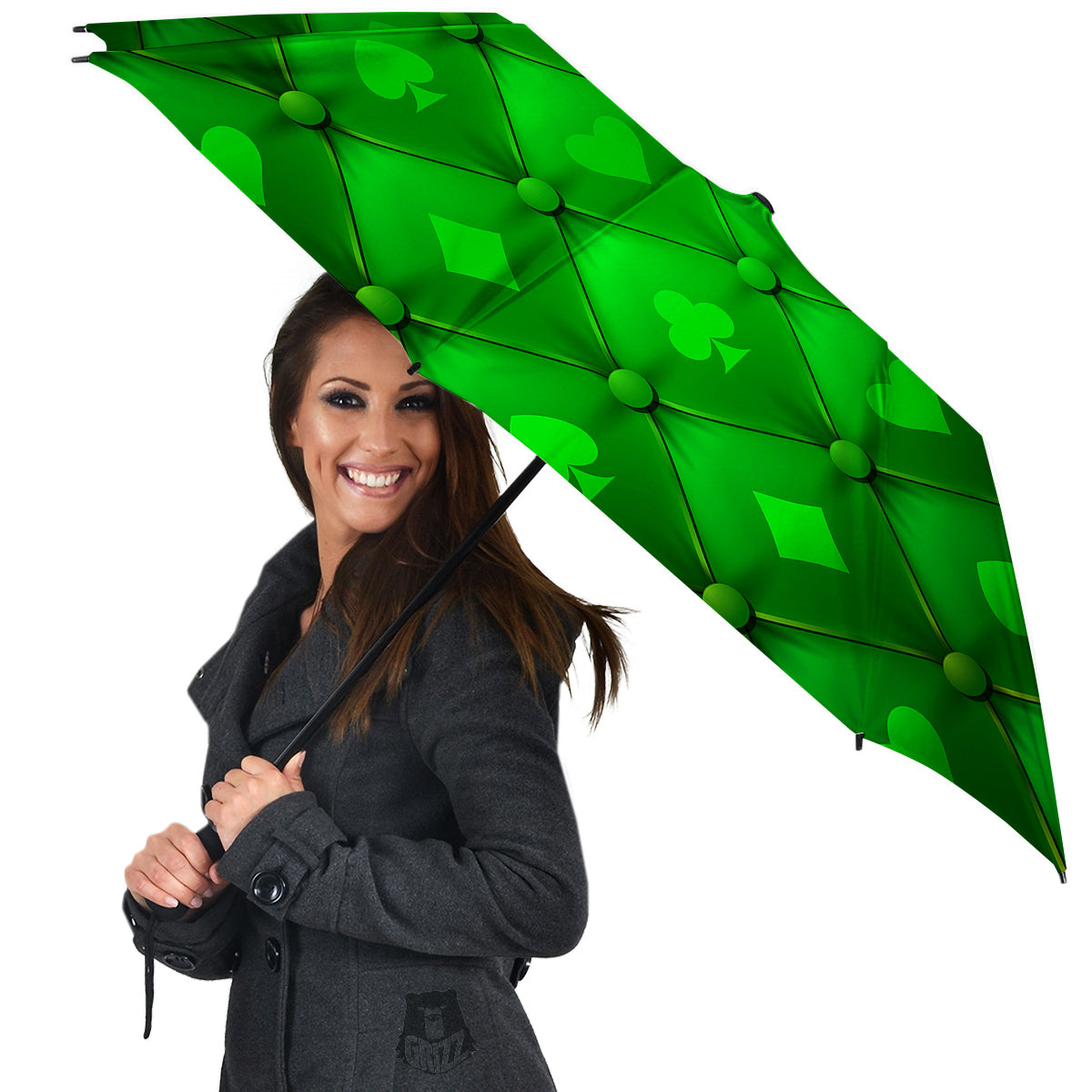 Green Casino Print Pattern Umbrella-grizzshop