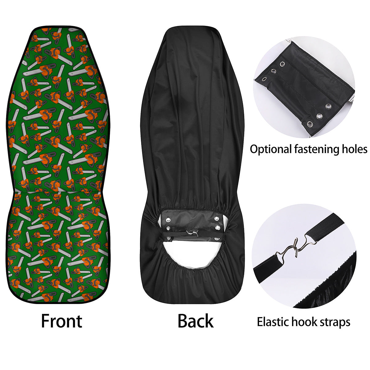 Green Chainsaw Print Pattern Car Seat Covers-grizzshop