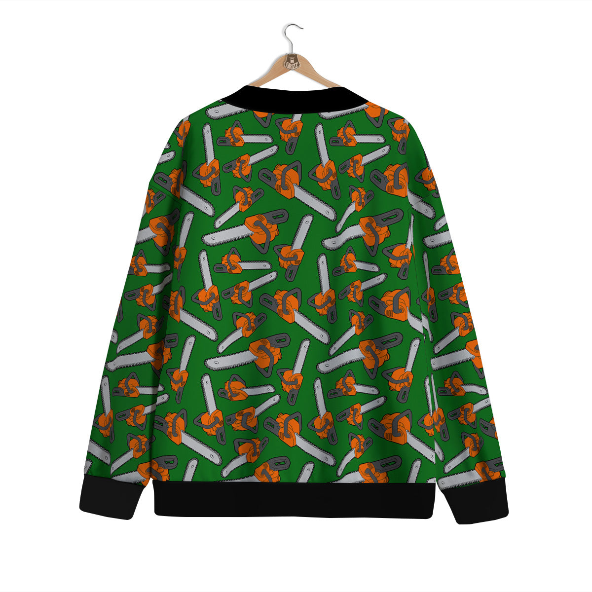 Green Chainsaw Print Pattern Cardigan-grizzshop