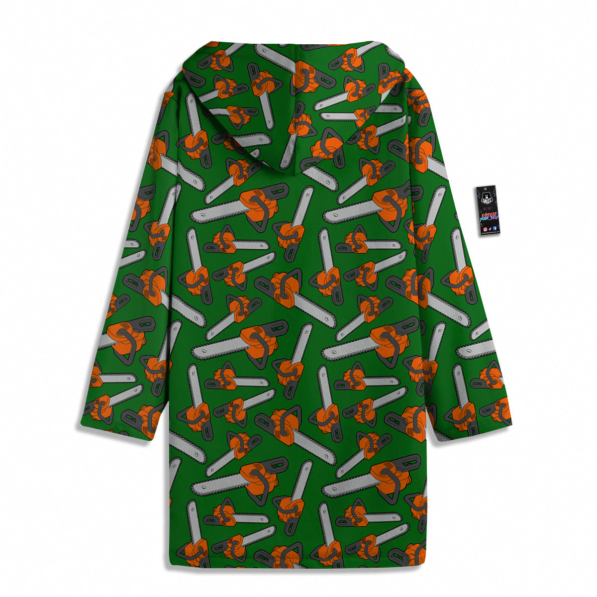 Green Chainsaw Print Pattern Men's Windbreaker Jacket-grizzshop