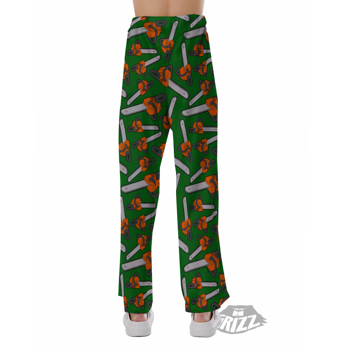 Green Chainsaw Print Pattern Pajama Pants-grizzshop