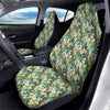 Green Chameleon And Flowers Plumeria Orchid Print Pattern Car Seat Covers-grizzshop