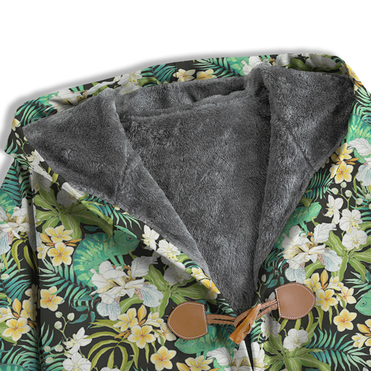 Green Chameleon And Flowers Plumeria Orchid Print Pattern Men's Windbreaker Jacket-grizzshop