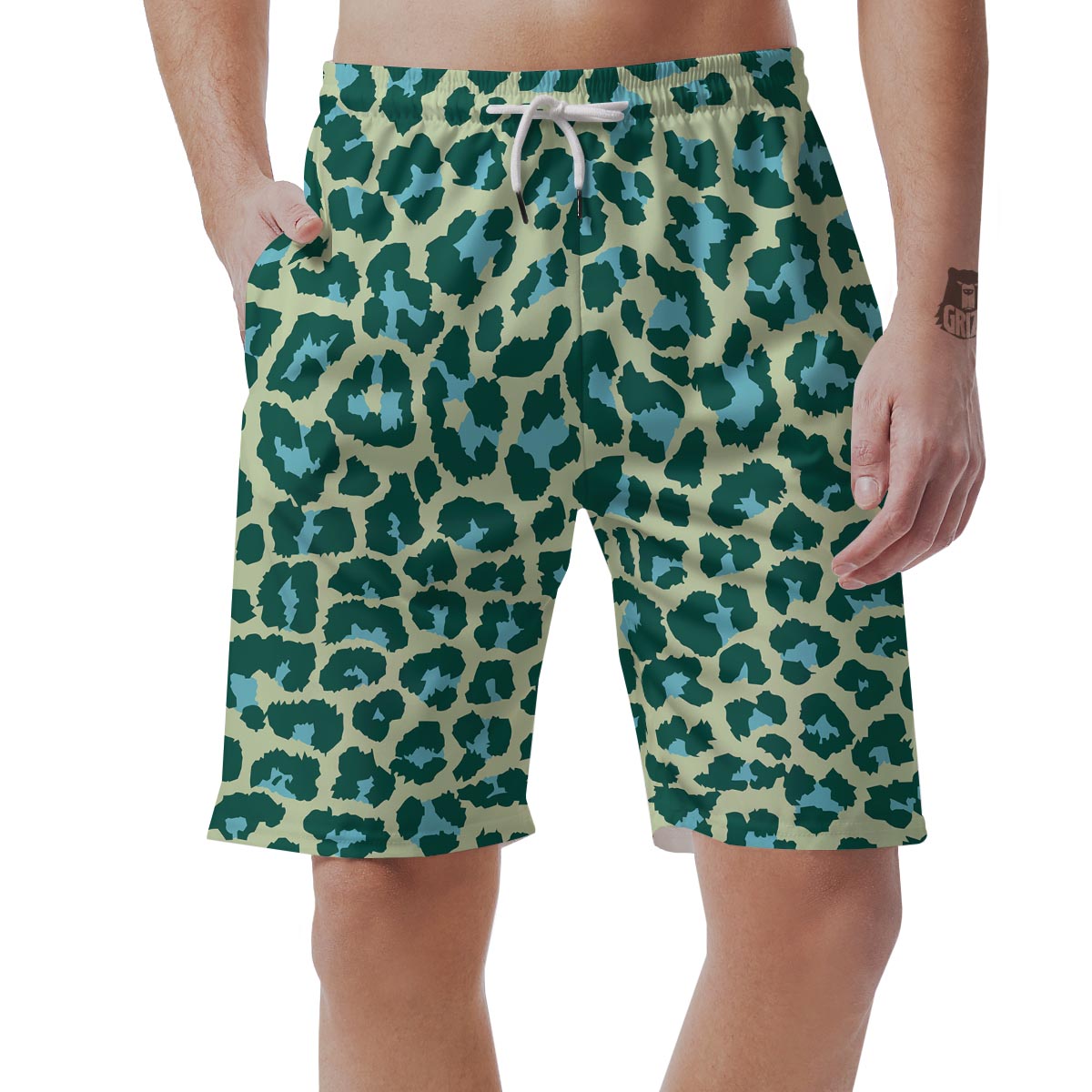 Green Cheetah Men's Shorts-grizzshop