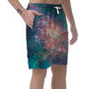 Green Cosmic Space Galaxy Men's Shorts-grizzshop