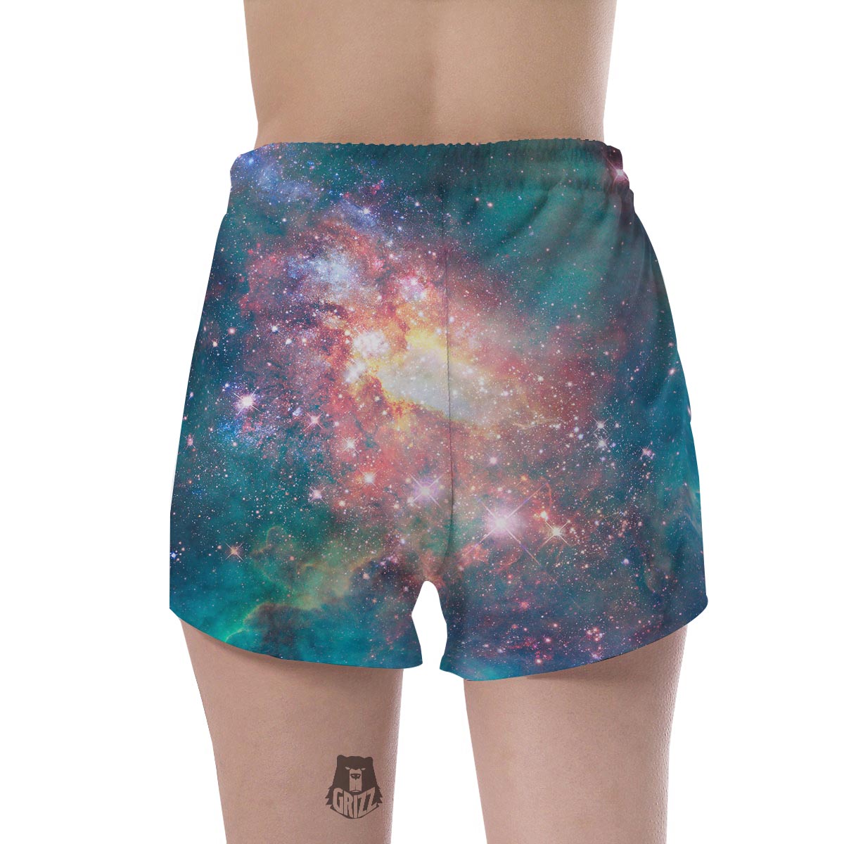 Green Cosmic Space Galaxy Women's Shorts-grizzshop