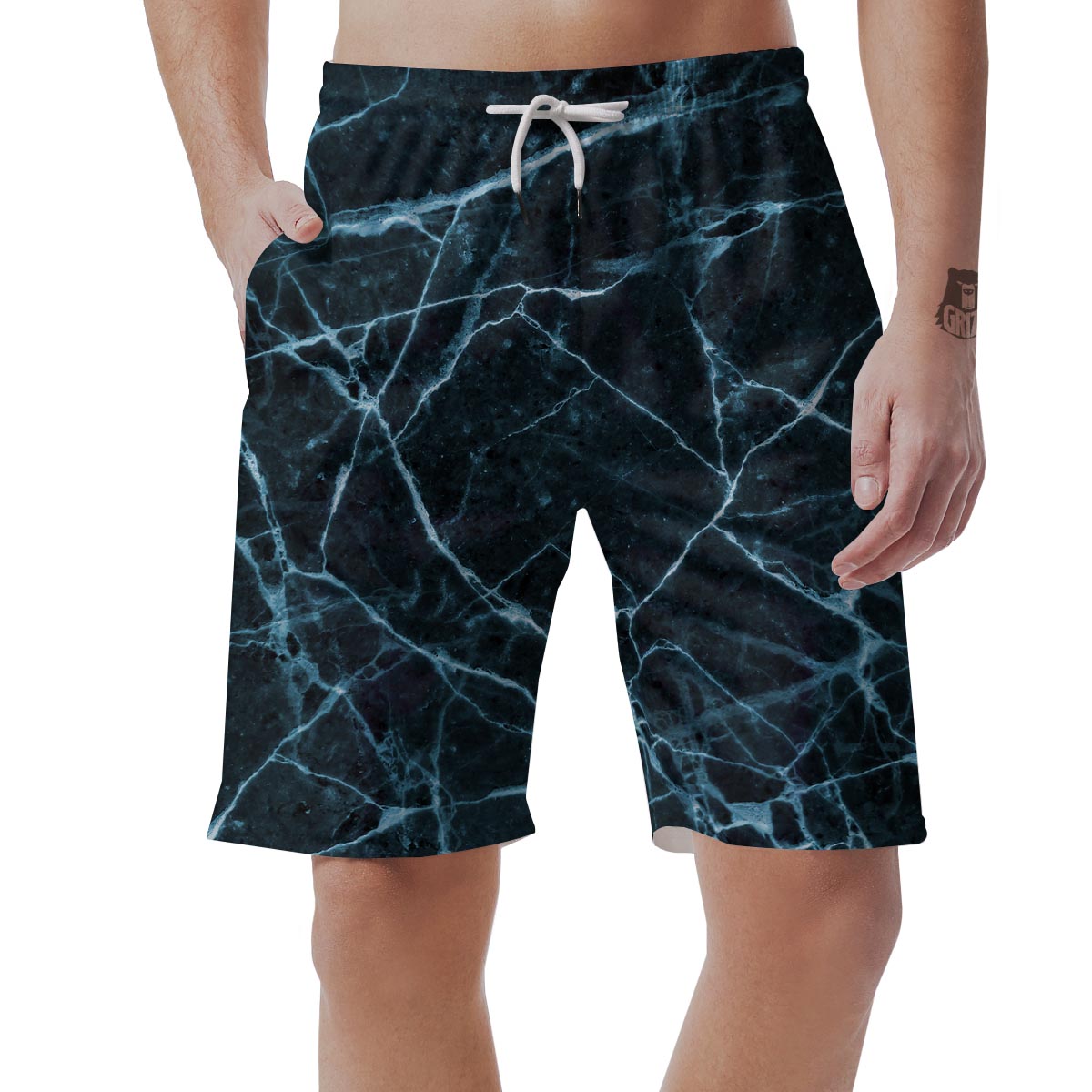 Green Cracked Marble Men's Shorts-grizzshop