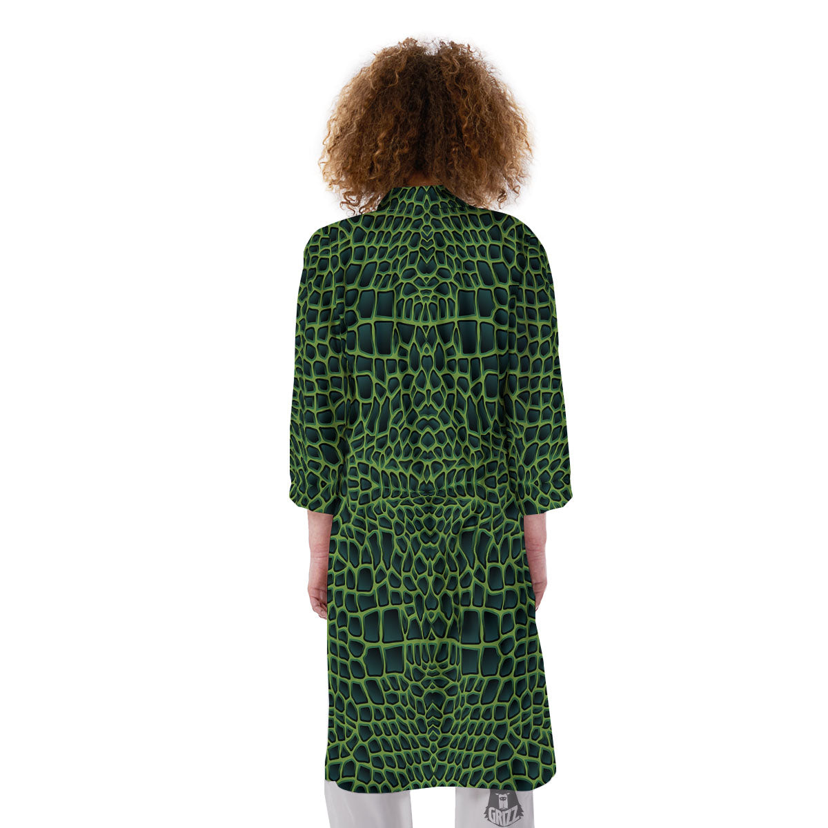 Green Crocodile Leather Skin Print Kimono-grizzshop