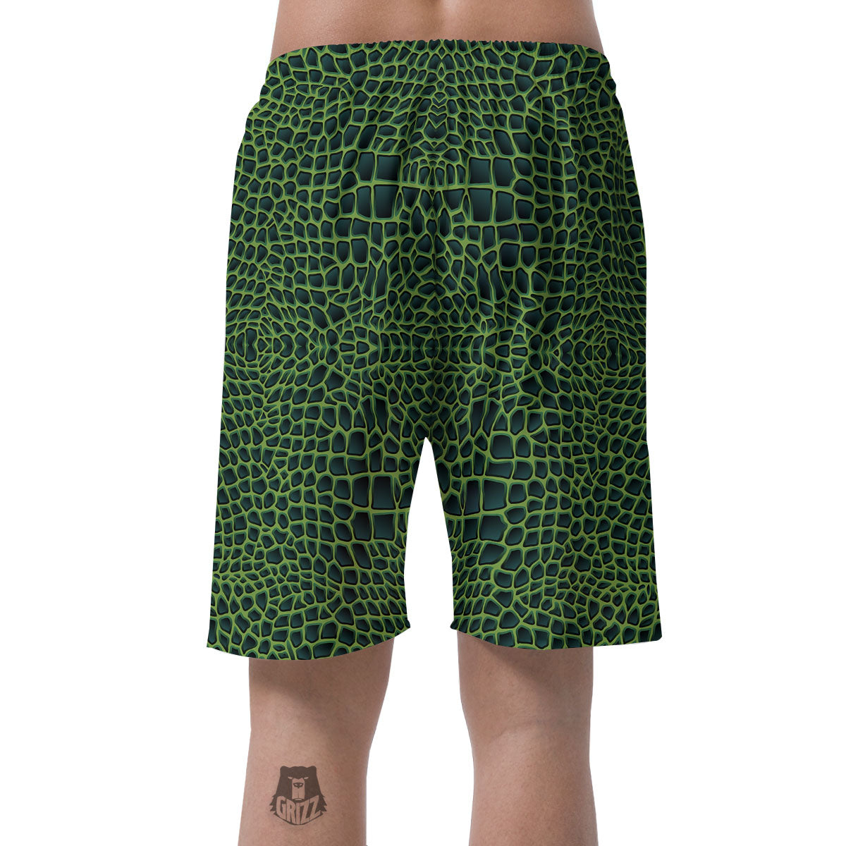 Green Crocodile Leather Skin Print Men's Shorts-grizzshop