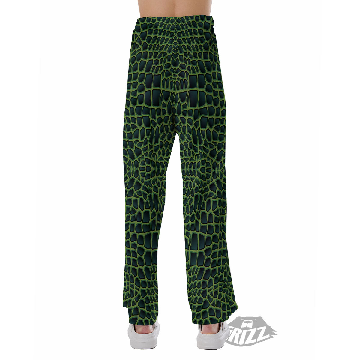 Green Crocodile Leather Skin Print Pajama Pants-grizzshop