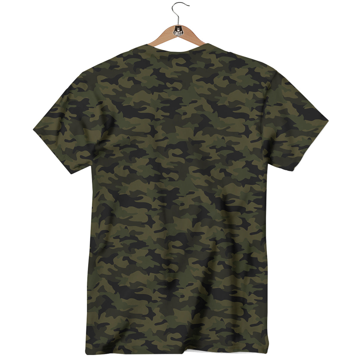 Green Dark And Black Camouflage Print T-Shirt-grizzshop