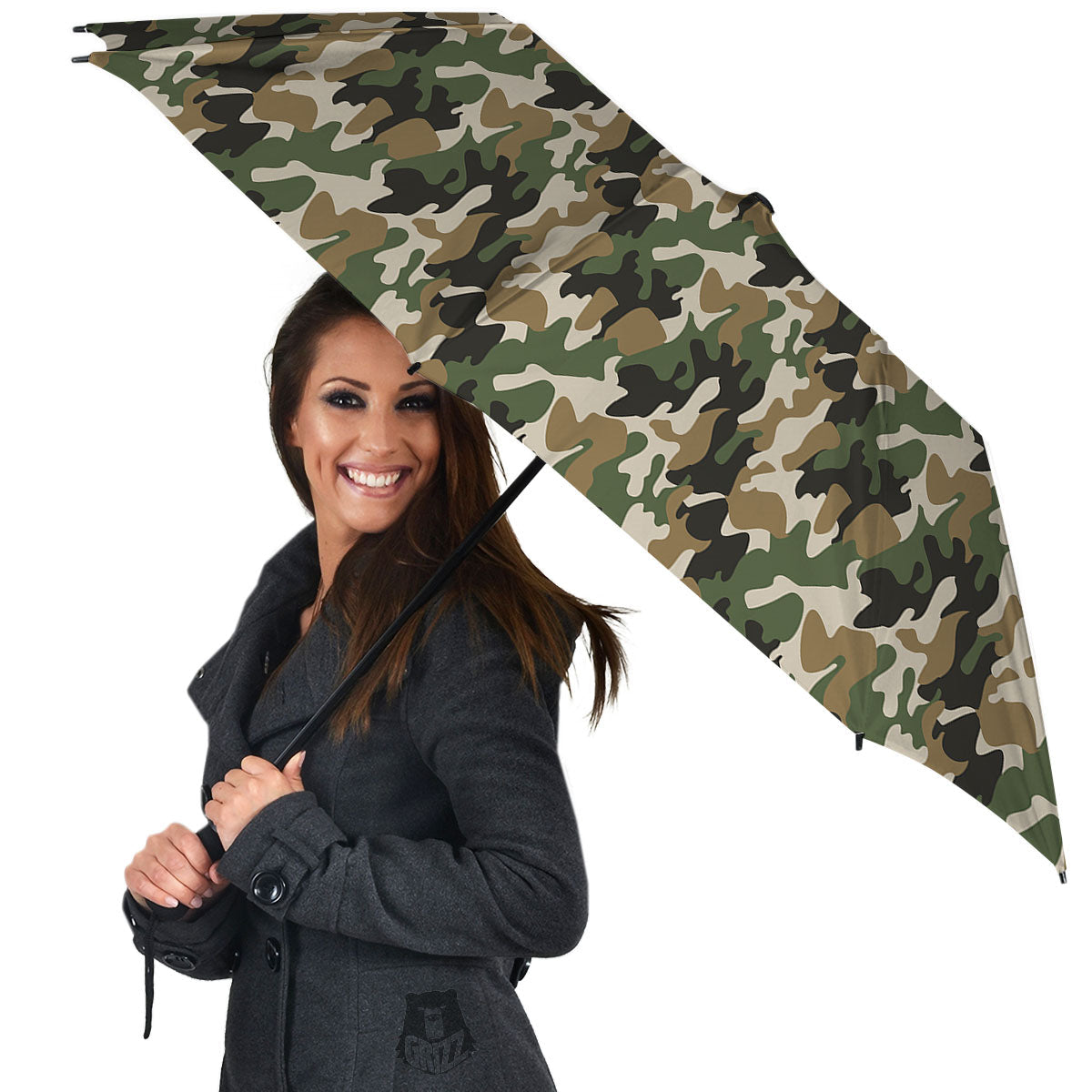 Green Desert Camouflage Print Umbrella-grizzshop
