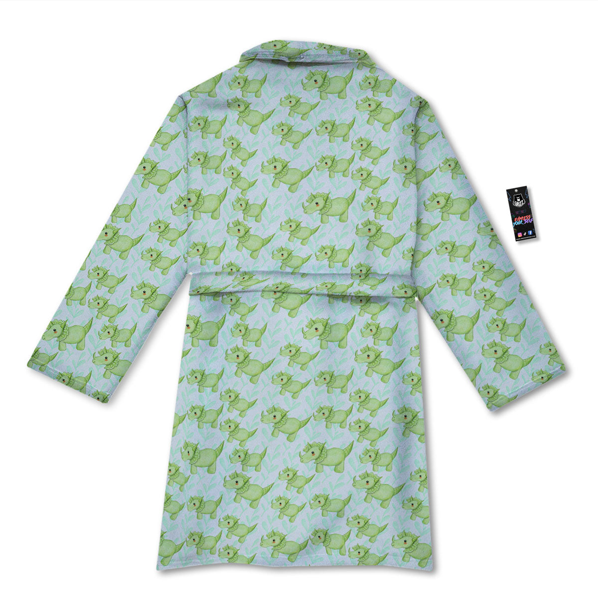 Green Dinosaur Little Print Pattern Bathrobe-grizzshop