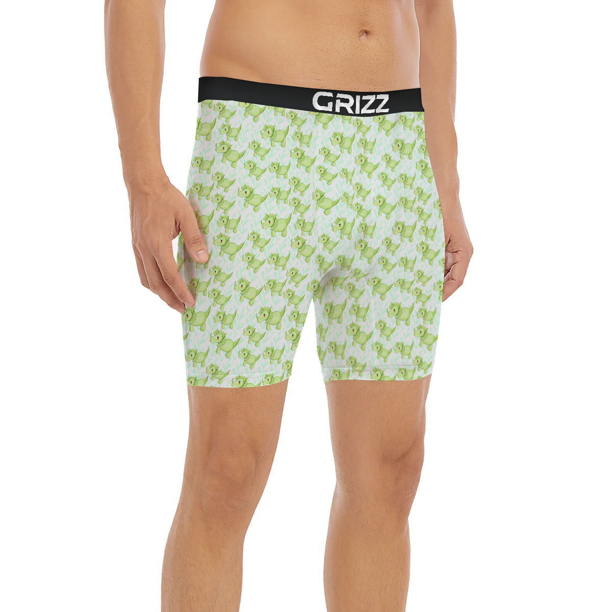 Green Dinosaur Little Print Pattern Boxer Briefs-grizzshop