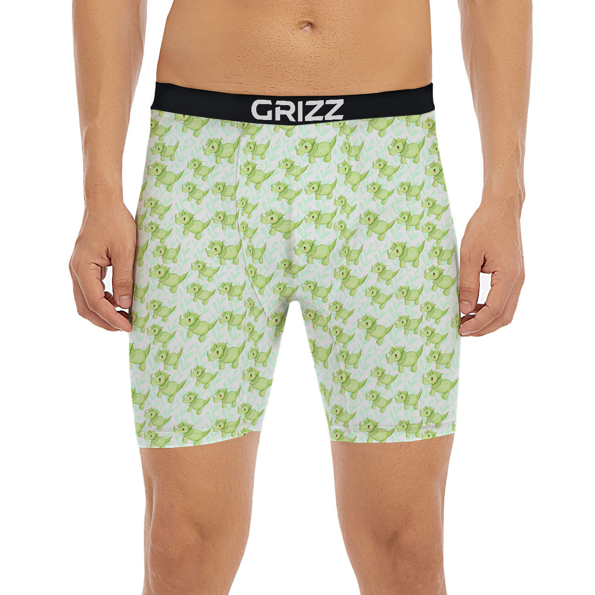 Green Dinosaur Little Print Pattern Boxer Briefs-grizzshop