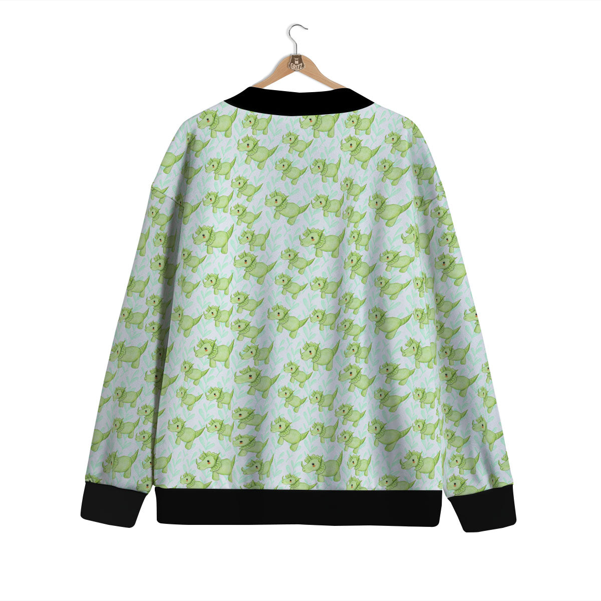 Green Dinosaur Little Print Pattern Cardigan-grizzshop