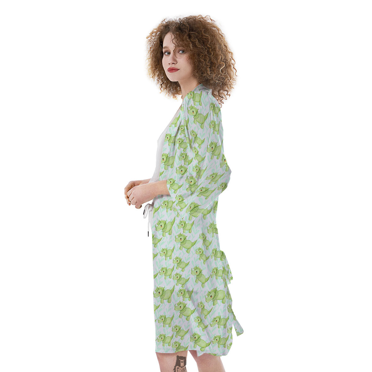 Green Dinosaur Little Print Pattern Kimono-grizzshop