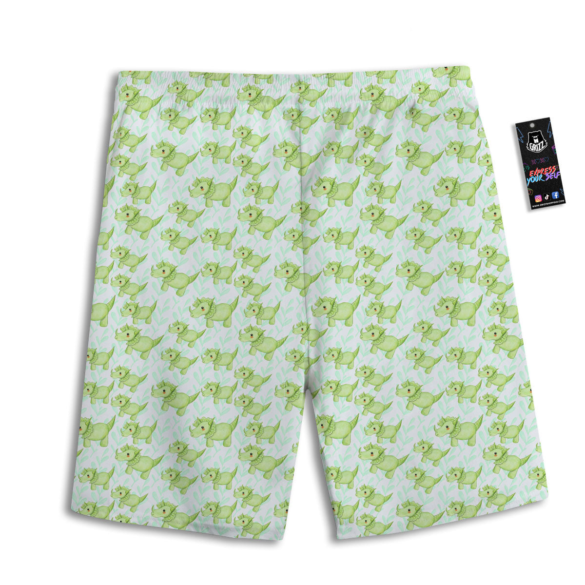 Green Dinosaur Little Print Pattern Men's Athletic Shorts