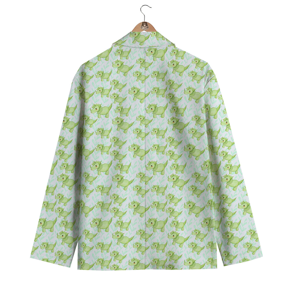 Green Dinosaur Little Print Pattern Men's Blazer-grizzshop