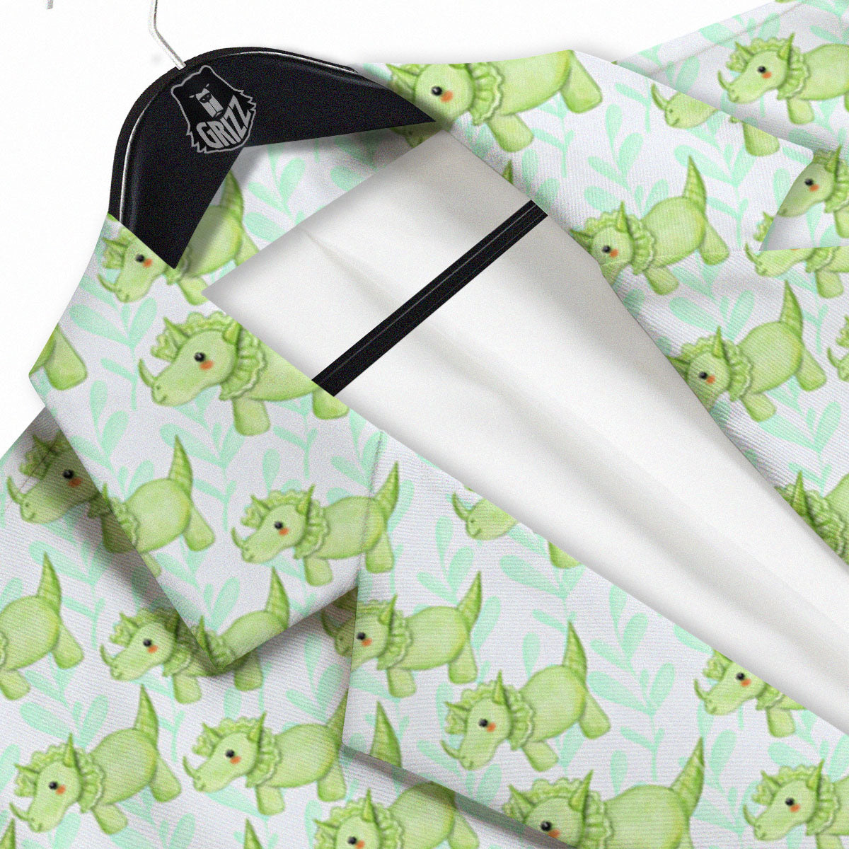 Green Dinosaur Little Print Pattern Men's Sport Coat-grizzshop