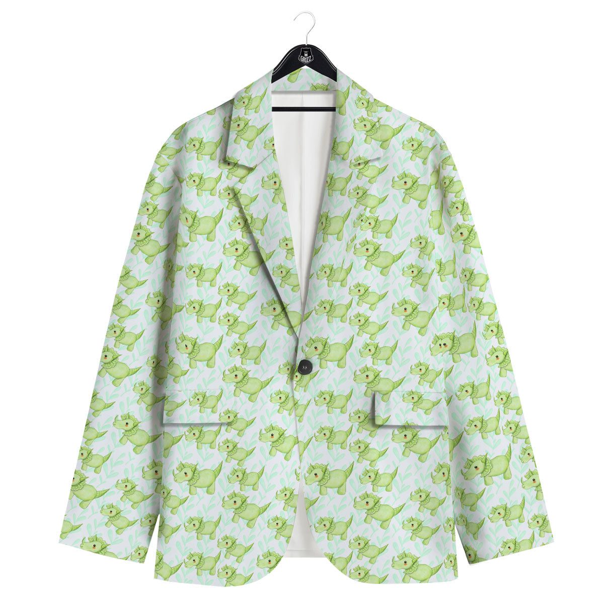 Green Dinosaur Little Print Pattern Men's Sport Coat-grizzshop