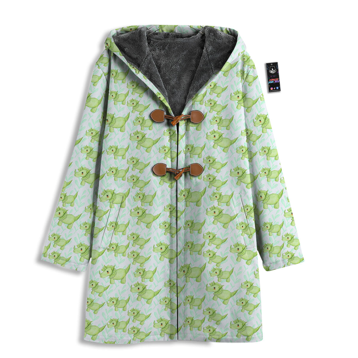 Green Dinosaur Little Print Pattern Men's Windbreaker Jacket-grizzshop