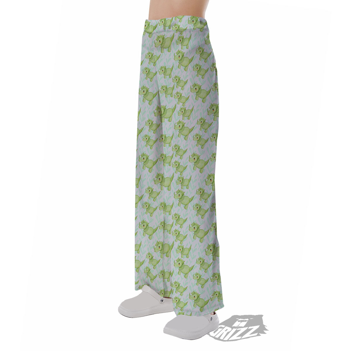 Green Dinosaur Little Print Pattern Pajama Pants-grizzshop