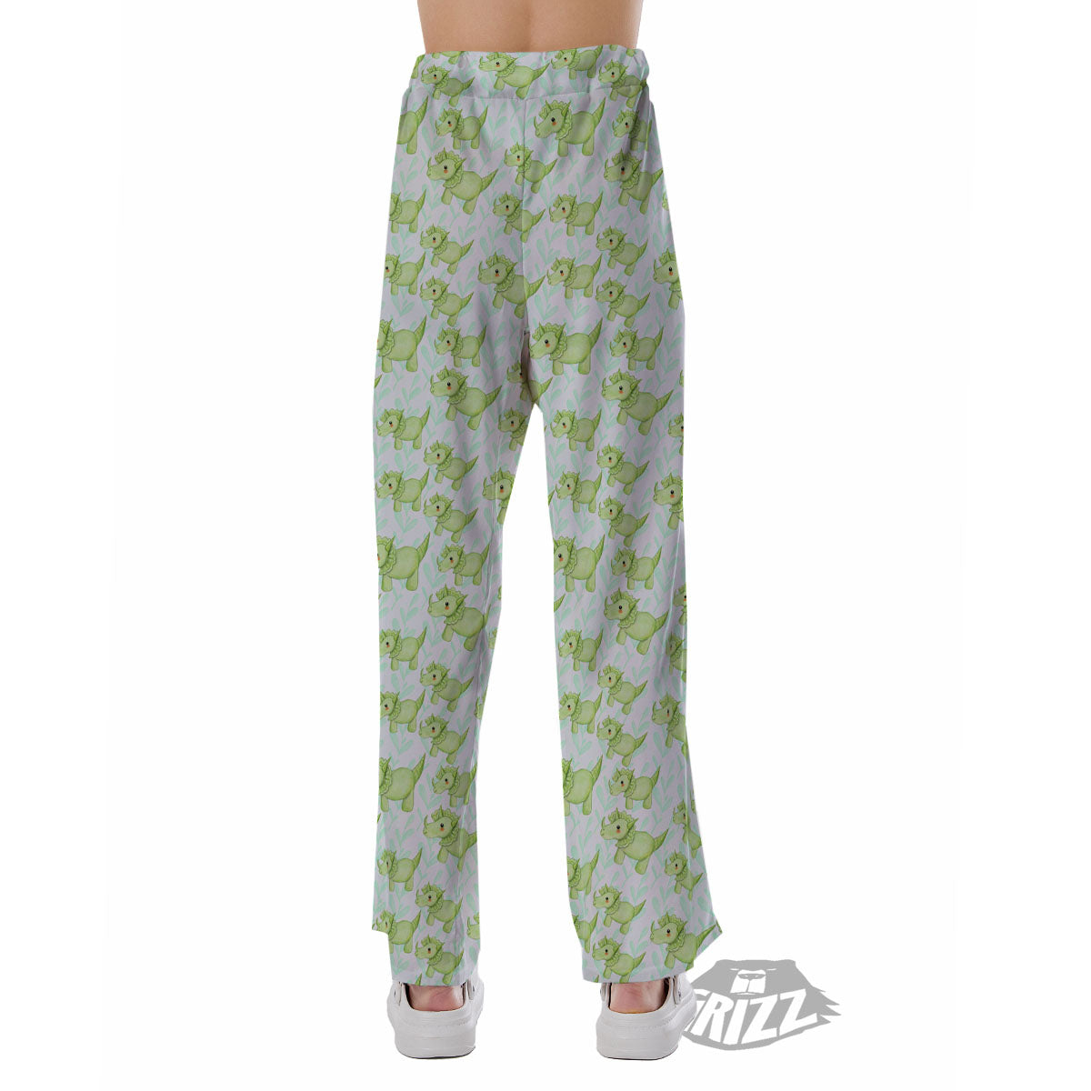 Green Dinosaur Little Print Pattern Pajama Pants-grizzshop