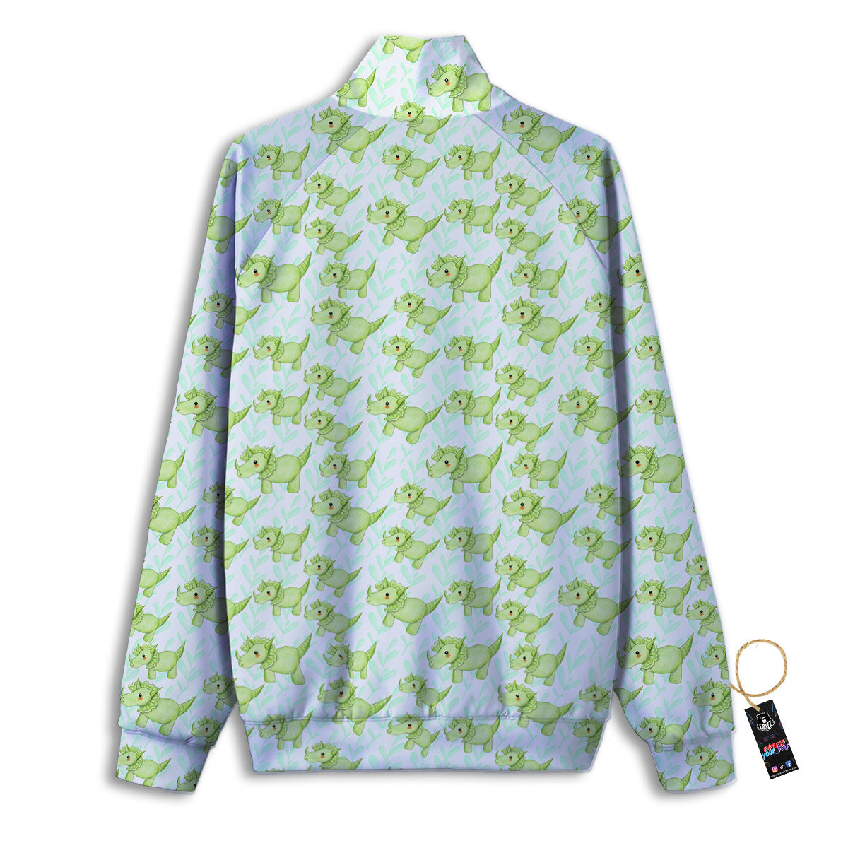 Green Dinosaur Little Print Pattern Track Jacket-grizzshop