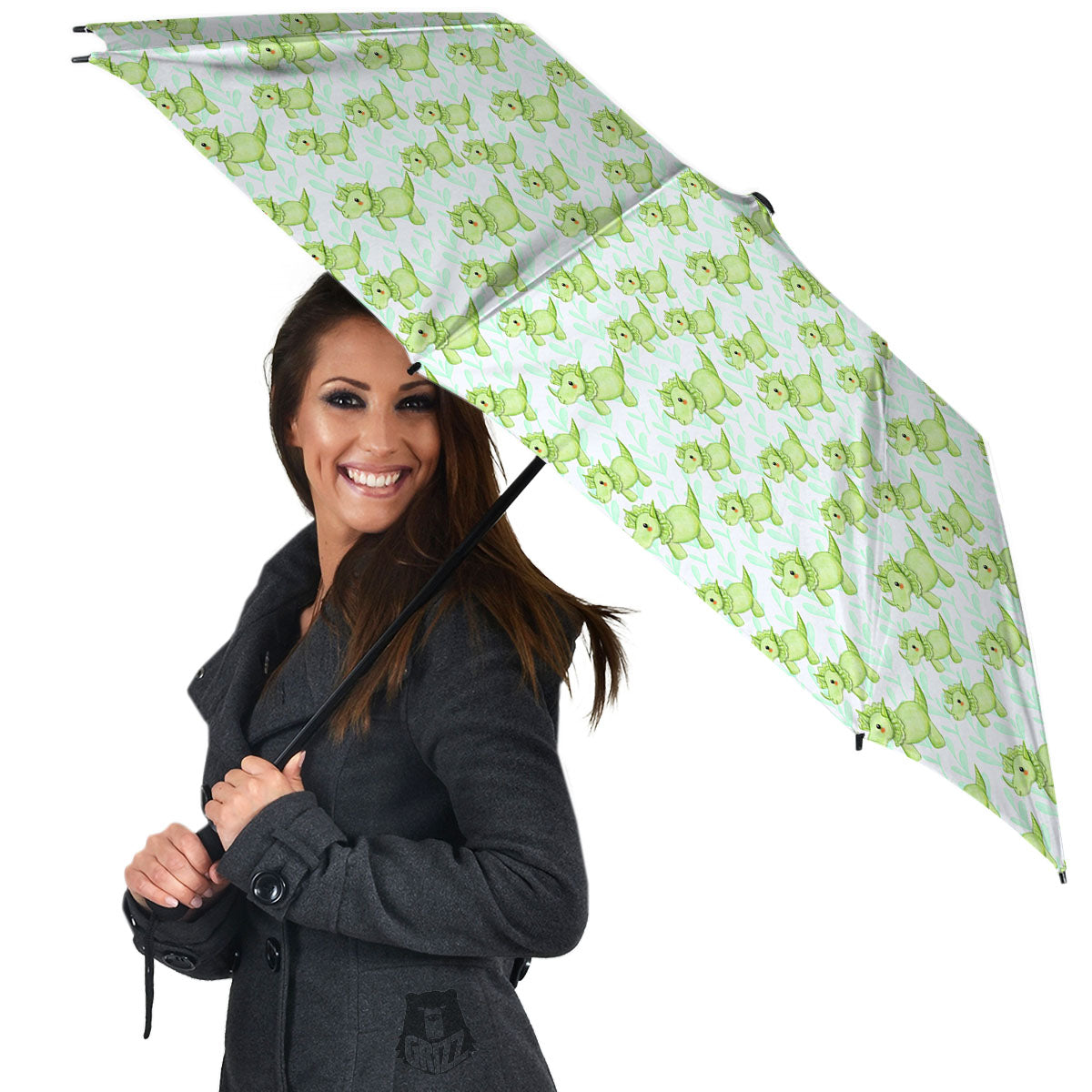 Green Dinosaur Little Print Pattern Umbrella-grizzshop