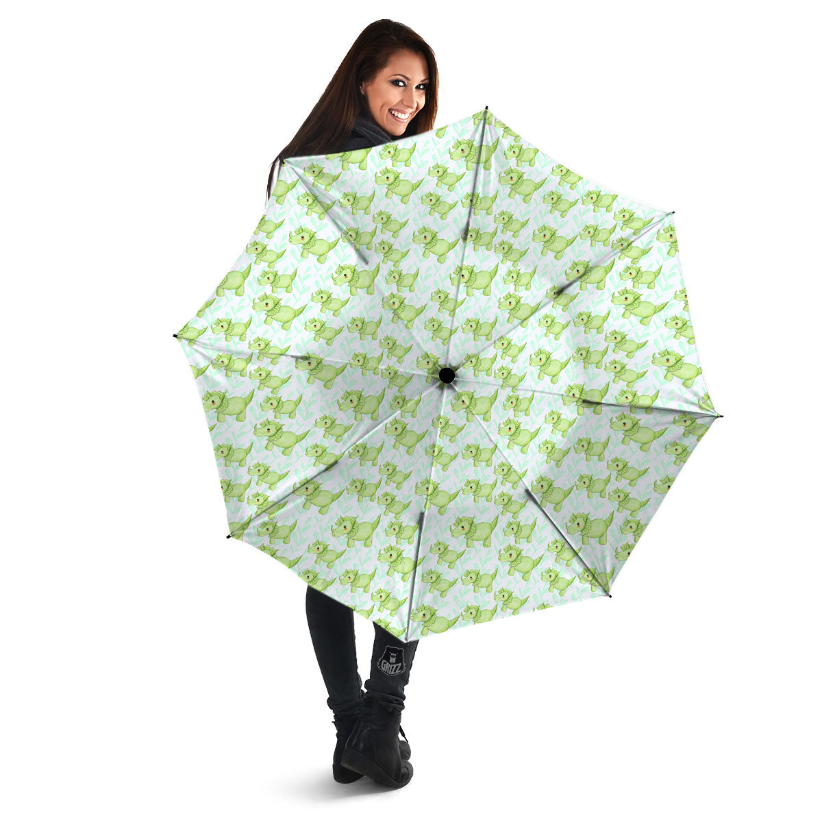 Green Dinosaur Little Print Pattern Umbrella-grizzshop