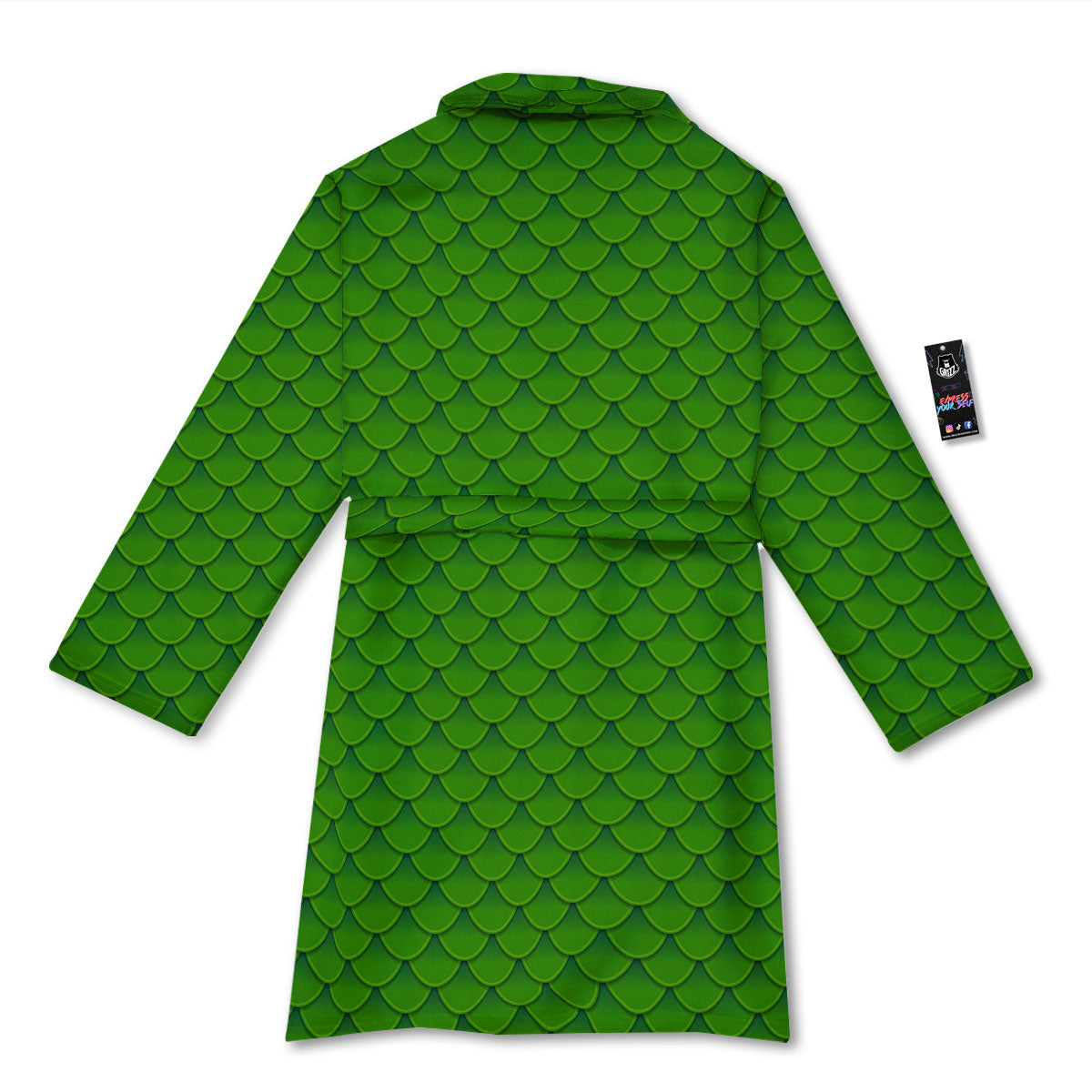Green Dragon Scales Print Pattern Bathrobe-grizzshop