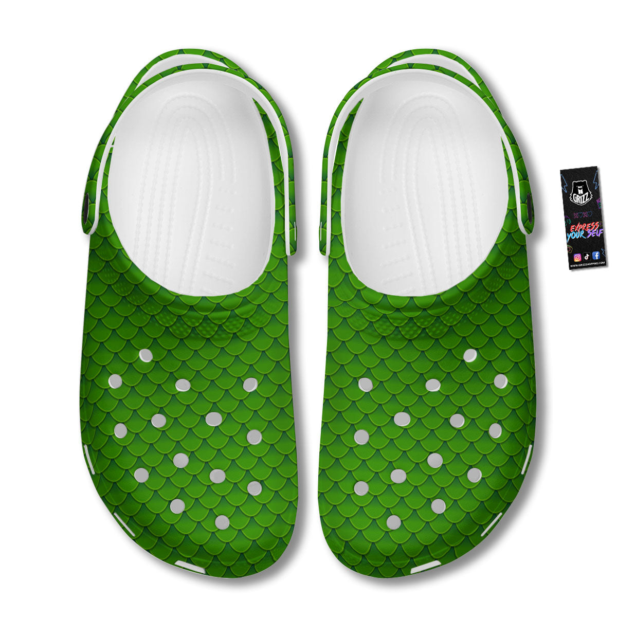Green Dragon Scales Print Pattern Clog-grizzshop