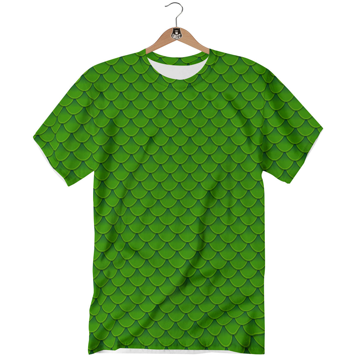 Green Dragon Scales Print Pattern T-Shirt-grizzshop