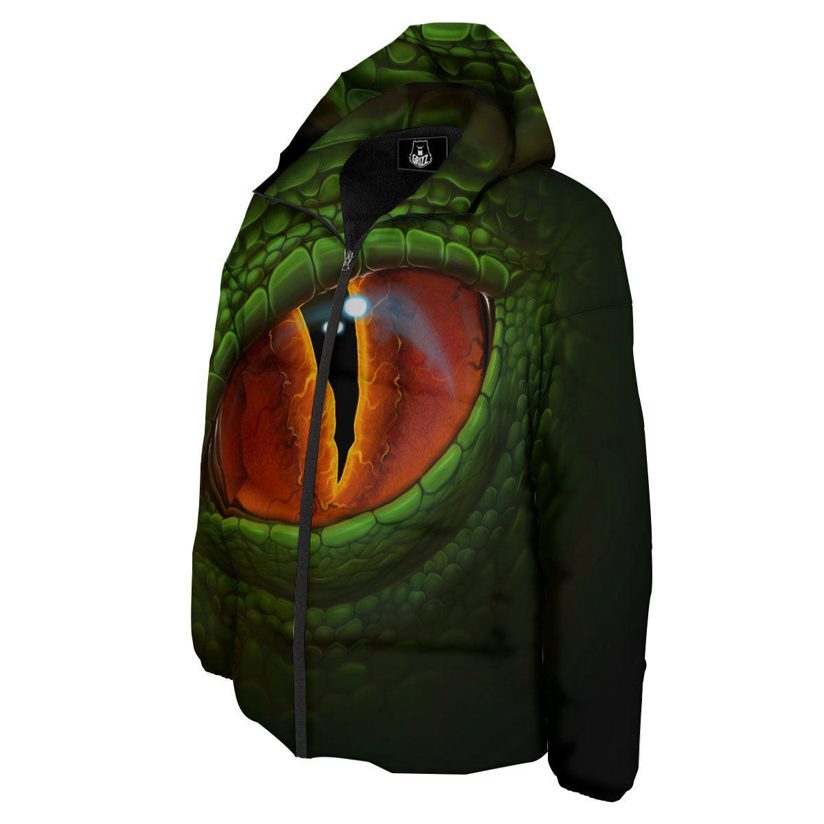 Green Dragon's Eye Print Down Jacket-grizzshop