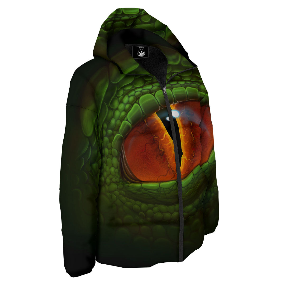 Green Dragon's Eye Print Down Jacket-grizzshop