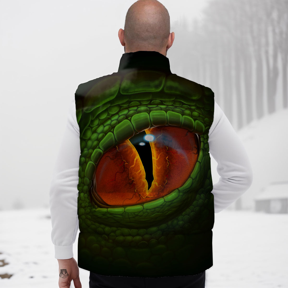 Green Dragon's Eye Print Down Vest