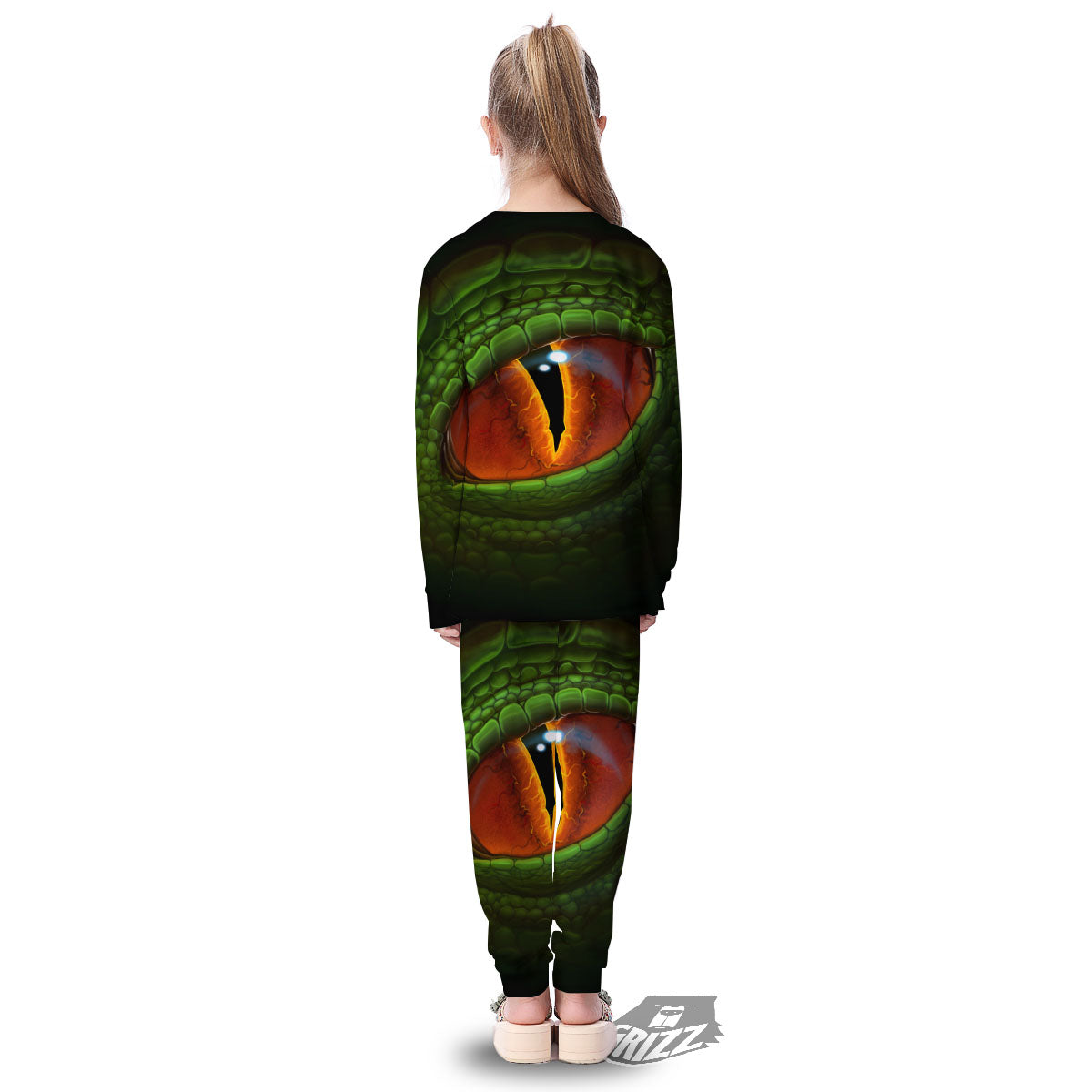 Green Dragon's Eye Print Kid's Pajamas-grizzshop