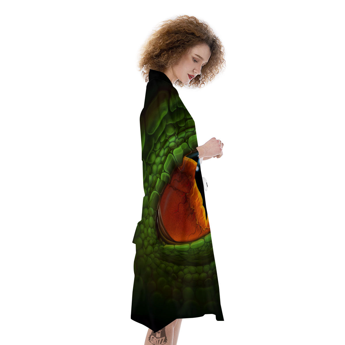 Green Dragon's Eye Print Kimono-grizzshop