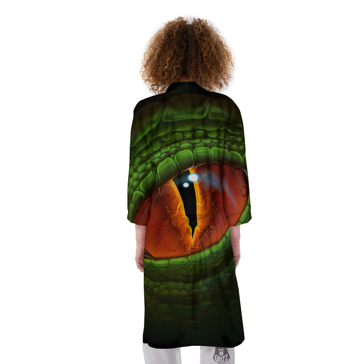 Green Dragon's Eye Print Kimono-grizzshop