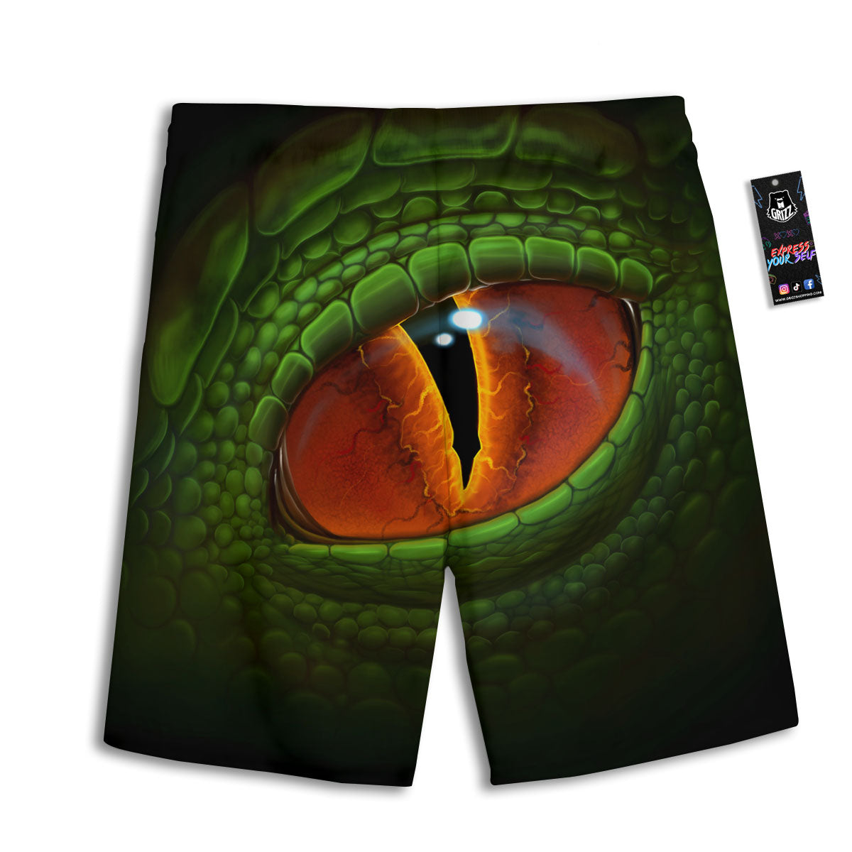 Green Dragon's Eye Print Men's Athletic Shorts