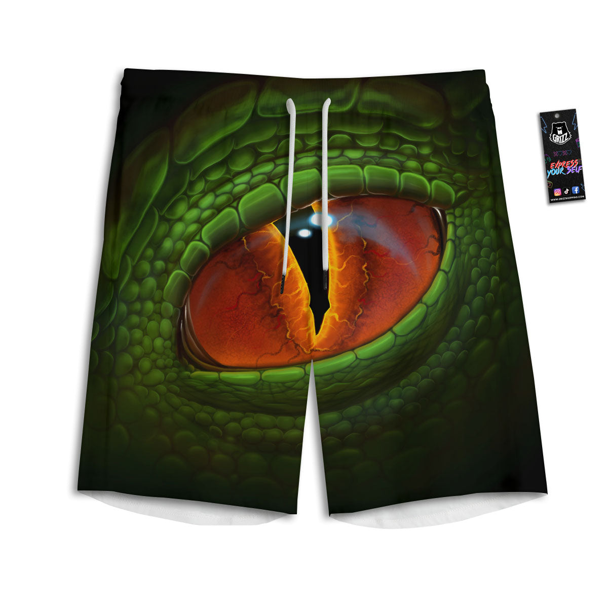 Green Dragon's Eye Print Men's Athletic Shorts