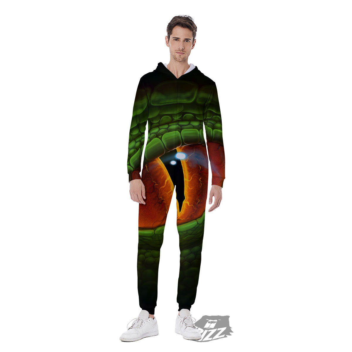 Green Dragon's Eye Print Men's Jumpsuit-grizzshop