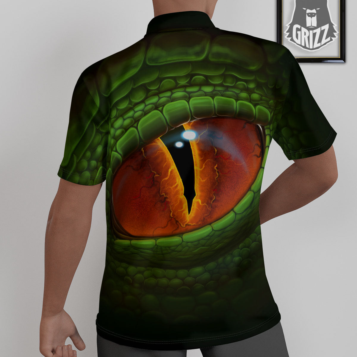 Green Dragon's Eye Print Untucked Shirts-grizzshop