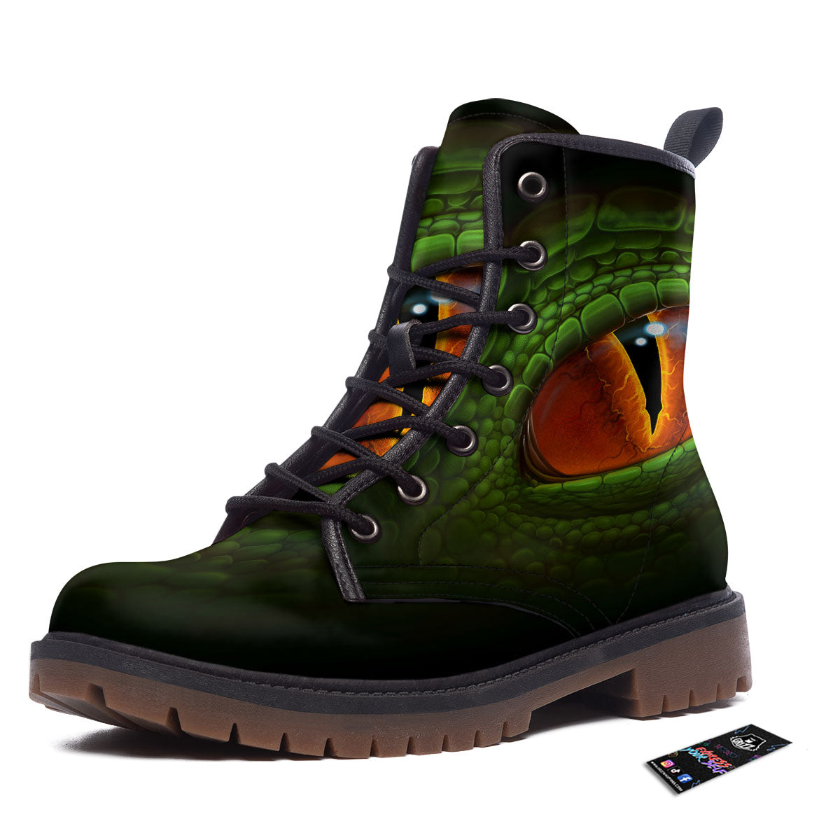 Green Dragon's Eye Print Work Boots-grizzshop