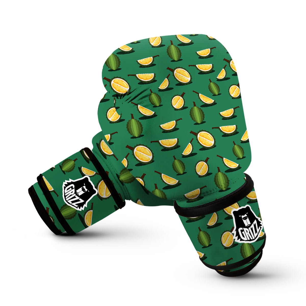 Green Durian Print Pattern Boxing Gloves-grizzshop