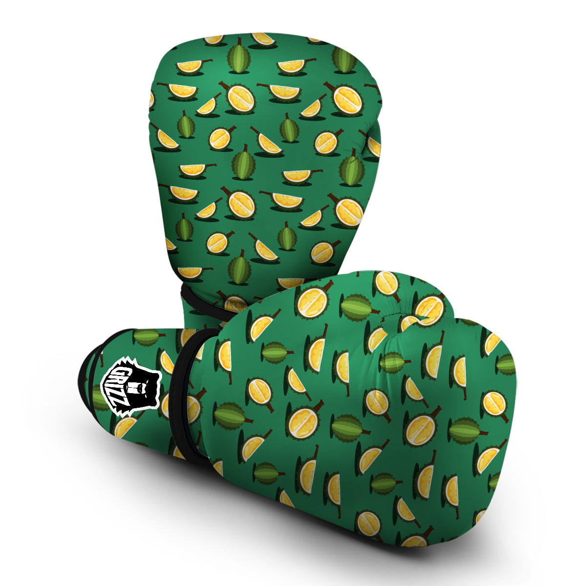 Green Durian Print Pattern Boxing Gloves-grizzshop